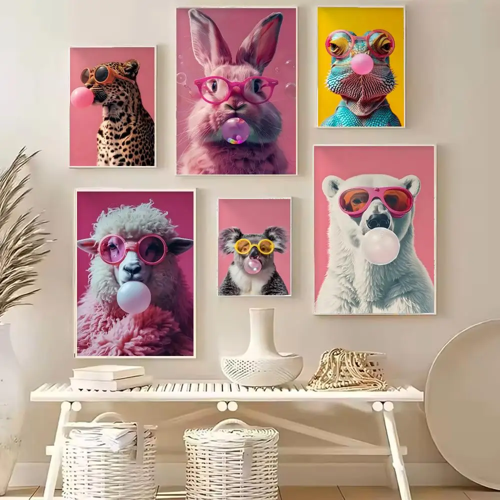Art Animal Bubble Fashion Painting Calligraphy Stylish Canvas Poster Wall Art for Home Decor Gift