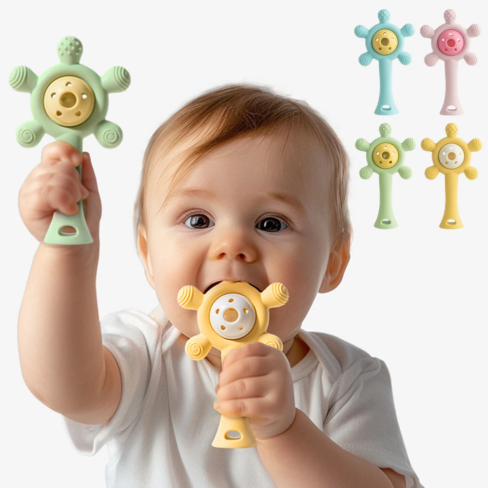 1Pc Candy Farbe Baby Silikon Beißring Rassel Spielzeug Sicher Zahnen Ring Sensorischen Spielzeug Für Kleinkinder Kauen Spielzeug Baby Zubehör