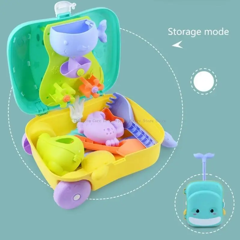 Praia brinquedo areia com roda d'água, pá, ancinho, moldes areia, rega lata