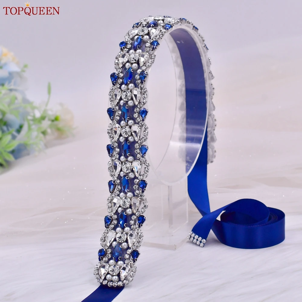 Top queen Hochzeit Schärpe Zubehör Marineblau Diamant Braut gürtel Hand Perlen Strass Patch Brautjungfer Schärpe S466-ML