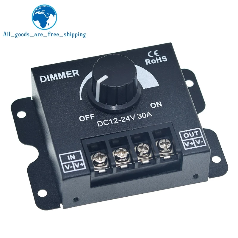 DC 12V 24V LED Dimmer Switch 30A 360W Voltage Regulator Adjustable Controller For LED Strip Light Lamp LED Dimming Dimmers