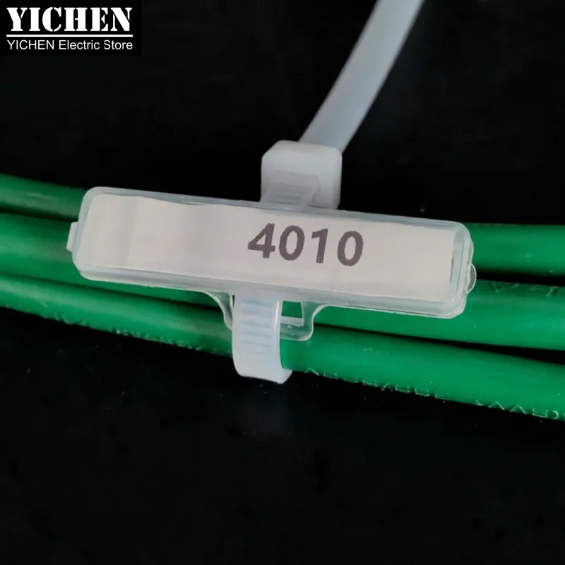 100pcs High Transparency Cable Marker Label Reusable Plastic Wire Identification Tag Case Box for Electrical Wires