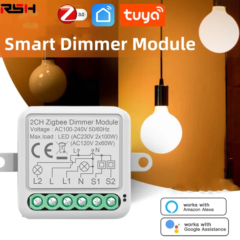 

Умный диммер Tuya Wi-Fi и ZigBee, двухсторонний, с управлением через приложение, работает с Alexa Google Home
