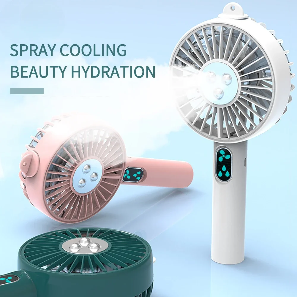 

Portable Outdoor Travel Handheld Fan 2 in 1 Water Mist USB Desktop Portable Hydration Meter Mini Fan