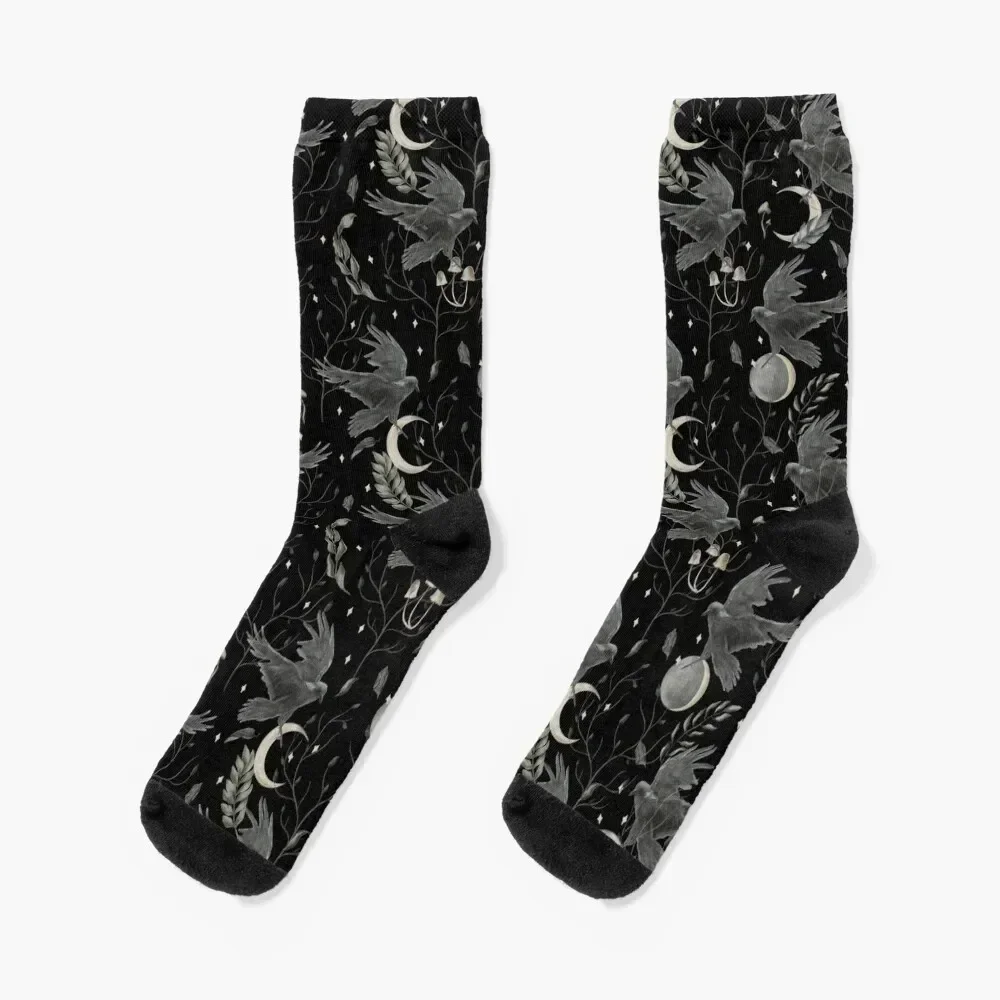 

watercolor crow Socks winter thermal Christmas Heating sock cartoon Women's Socks Men's