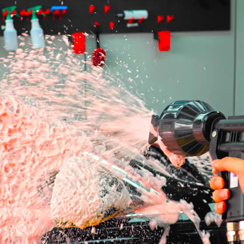 

Double Tube Car Washer Water and Air Foam Gun with Plastic Foam Lance for Beauty Shop Efficient Car Cleaning Tool