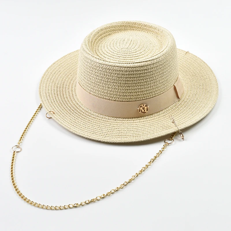 Summer Women Straw Hats with Ribbon Decoration Elegant Ladies Party Dress Hats Travel Beach Sun Hat Chapeau Femme