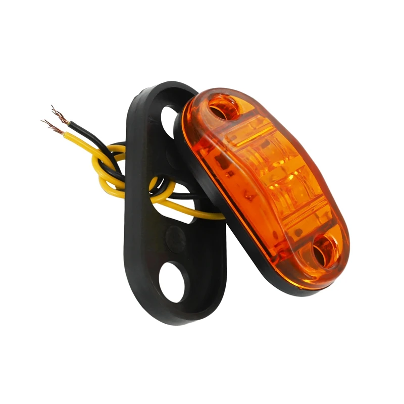 50Pcs Amber 2 LED Light Oval Clearance Trailer Car Truck Side Marker Tail Lamp