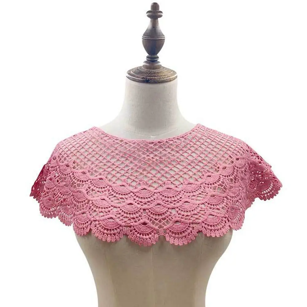 Female Women Lace Hollow Embroidered Short Shawl Sunscreen Shawl False Collar Beach Shawl Sunscreen Shawl Wrap Bandana