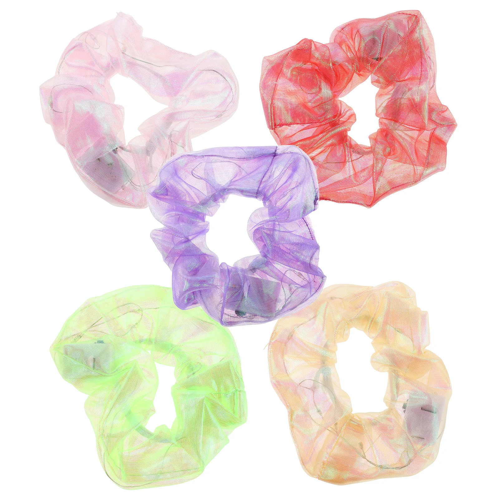 Chouchous lumineux colorés, 5 pièces, bandes de cheveux qui brillent dans l'obscurité pour filles et femmes, fêtes d'halloween au néon, chouchous lumineux Rave