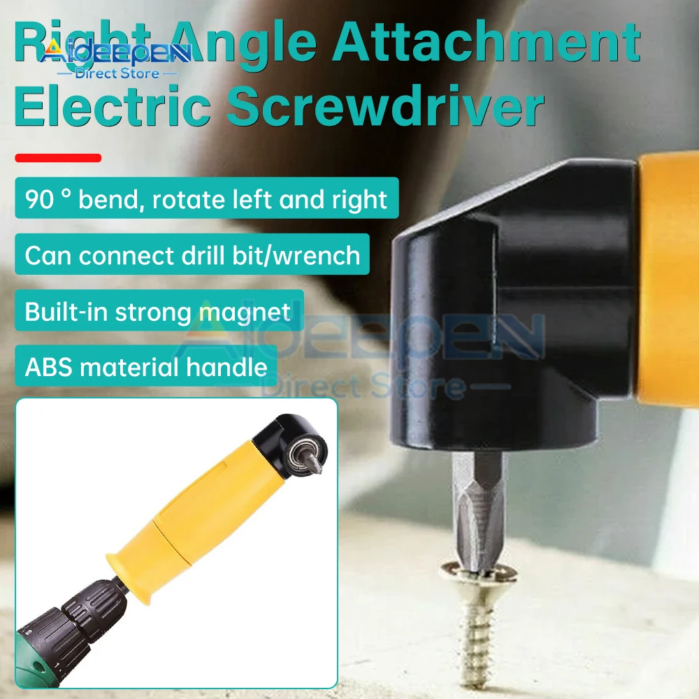 90 Degree Electric Screwdriver With Yellow Extended Hexagonal Handle And High Torque Universal Drill Screwdriver Head