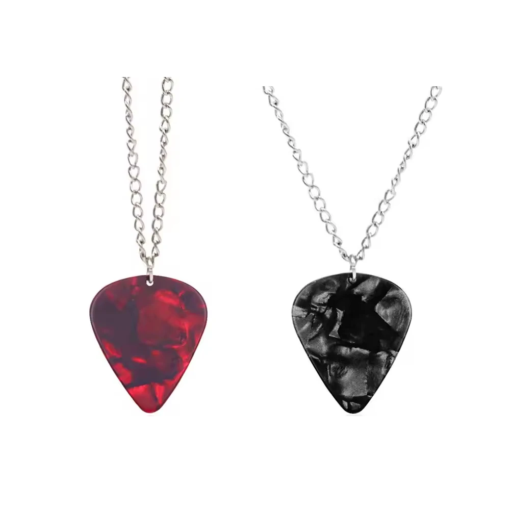 Guitar Pick Necklace Heart Ruby Pendant Eddie Munson Clavicle Chain Punk Strange Horror Things Choker Cospaly Jewelry Gifts