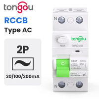 TONGOU AC Type RCCB Electromagnetic Residual Current Circuit Breaker AC ELCB 2 Pole 16A 25A 32A 40A 63A RCD 10mA 30mA 100mA