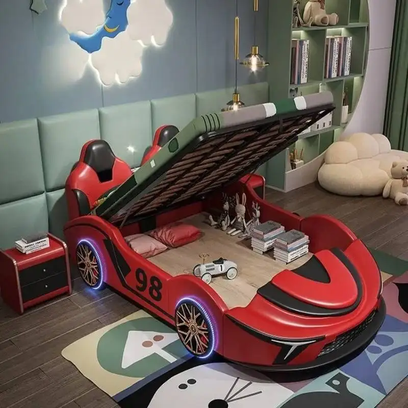 تخزين أصفر لسرير الأطفال ديكور بسيط أبيض خشبي مخصص سرير أطفال تصميم فردي حديث Lettino Per Bambini أثاث منزلي