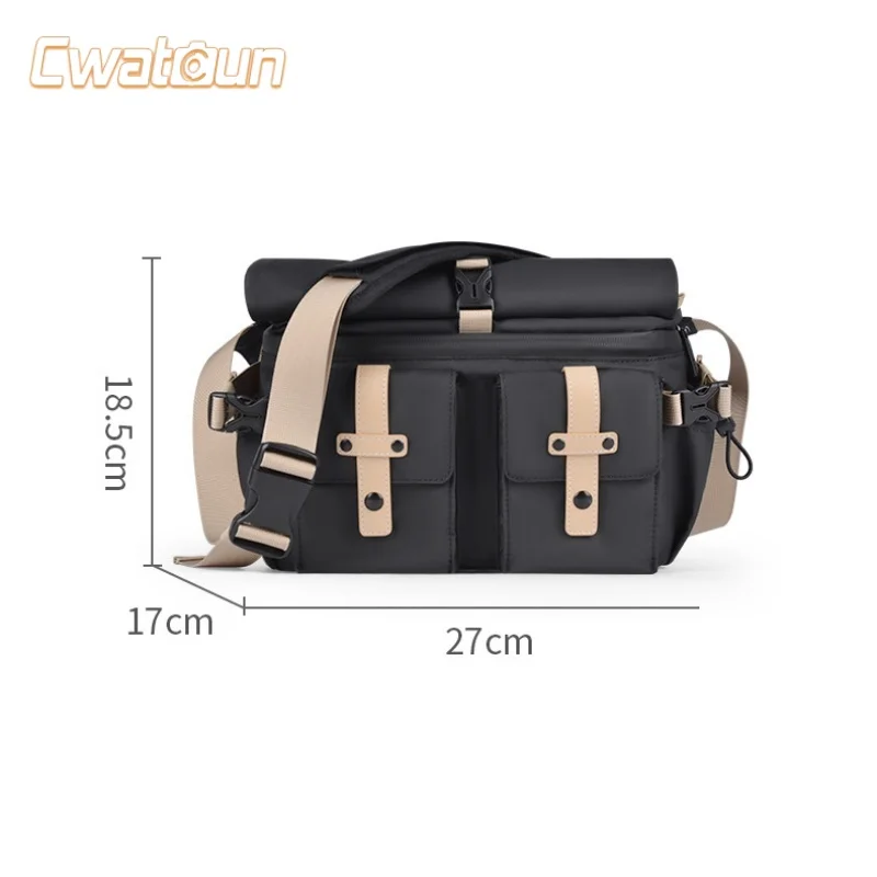 Cwatcun D90 Camera Shoulder Bag for Canon Nikon Sony Fuji Waterproof Camera Messenger Bag Photography Detachable Compartment