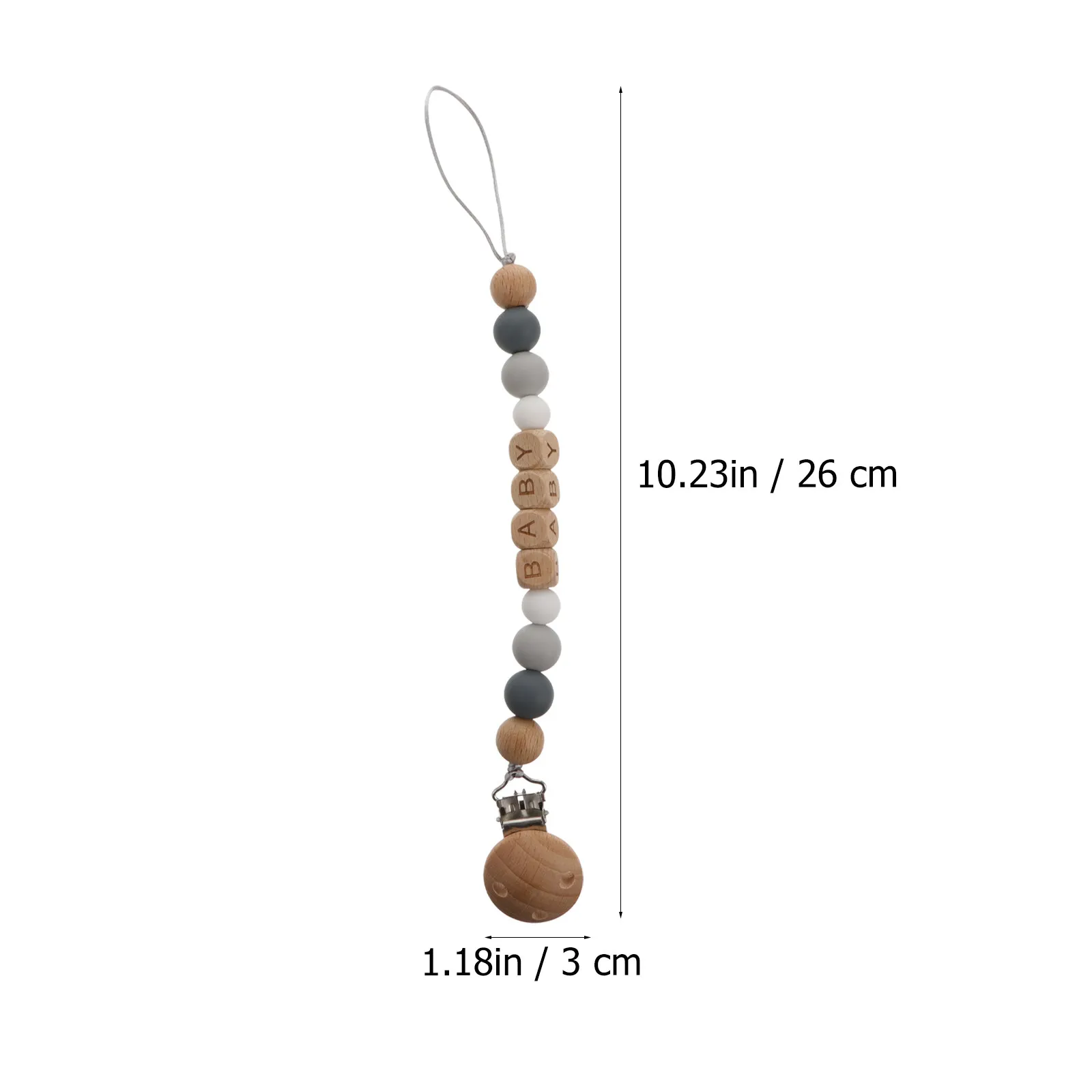 1 Set de Mordedores de Silicona para Bebés, Mordedor de Madera con Diseño de Dibujos Animados para Aliviar el Dolor de Dentición, Cadena para Chupete, Mordedor de Entrenamiento para Bebés