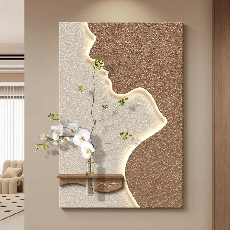 #v* forCream wind entrance decorative painting high-level abstract figure living room hanging painting three-dimensional sandsto