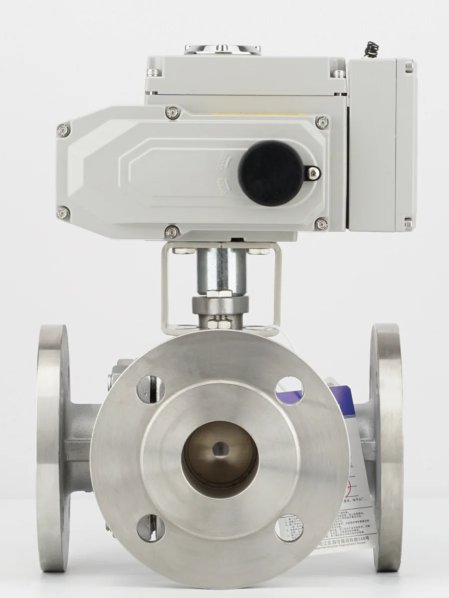 Stainless Steel 3-Way Ball Valve Flange Electric Actuator OEM Customizable Intelligent Water Valve For Water Control