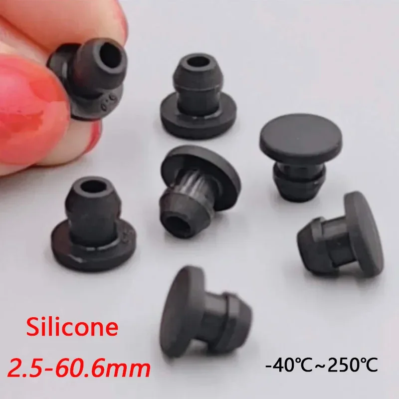 Black Snap-on Silicone Rubber Plug Cover 2.5mm-60.6mm Blanking End Caps Stopper Tube Inserts Bung