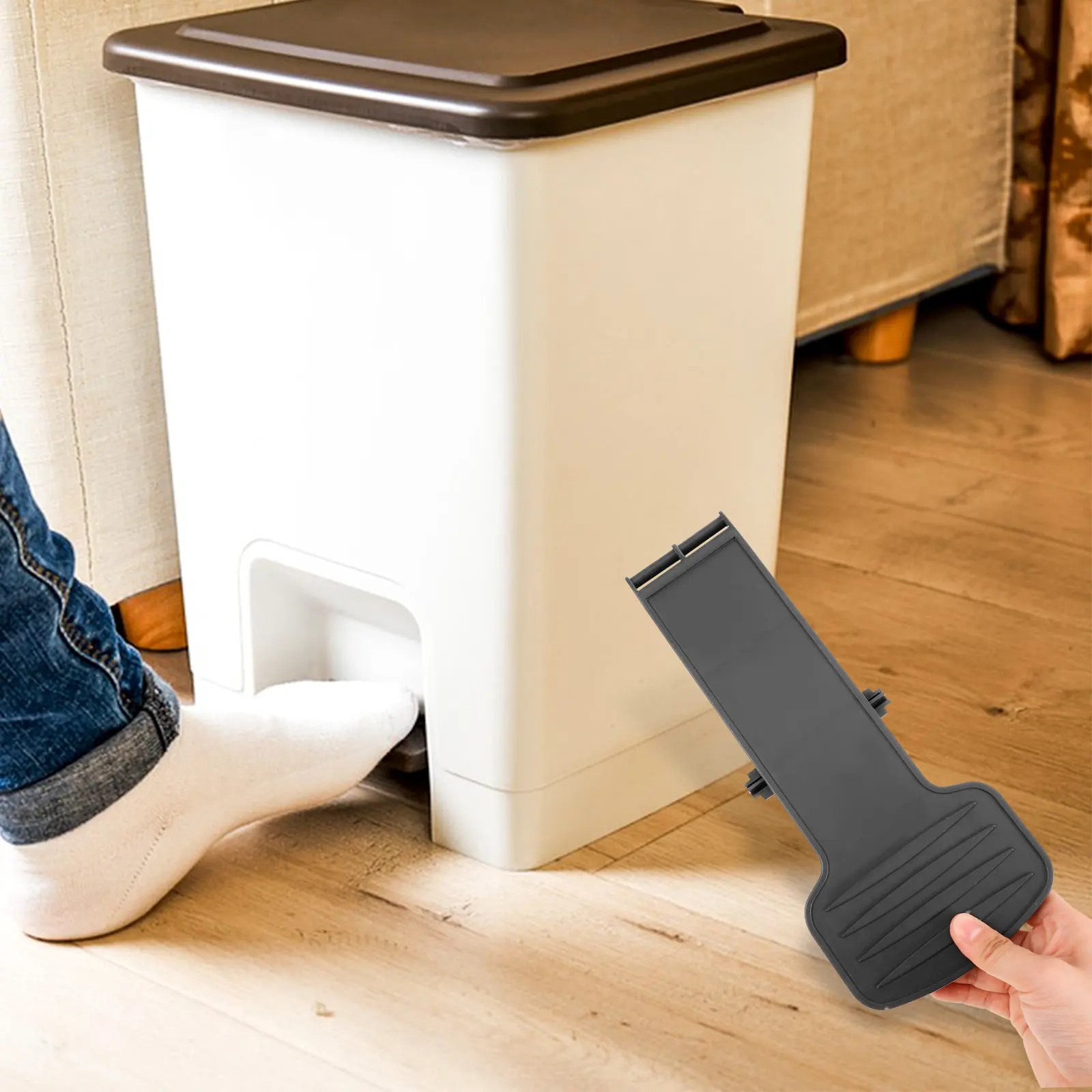 

Пластиковый мусорный бак с педалью, большая ножная педаль для уличного контейнера для мусора, управление без рук, устойчивость к коррозии, простая установка своими руками