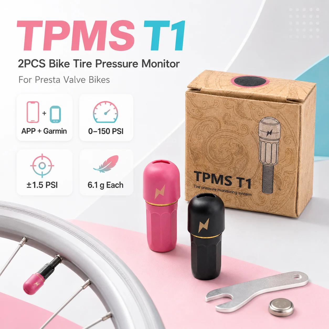 SIHAO 2pcs FOR RideNow TPMS T1 Tire Pressure Monitoring System Bike Air Pressure Monitor Real-Time Tire Pressure Detector