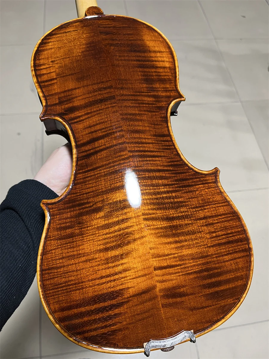 

ACTUAL PHOTO Flamed Maple Back Advanced Hand Crafted Cкрипка 4/4 كمان Fiddle Free Violin Case Bow violin accessories 240427-02