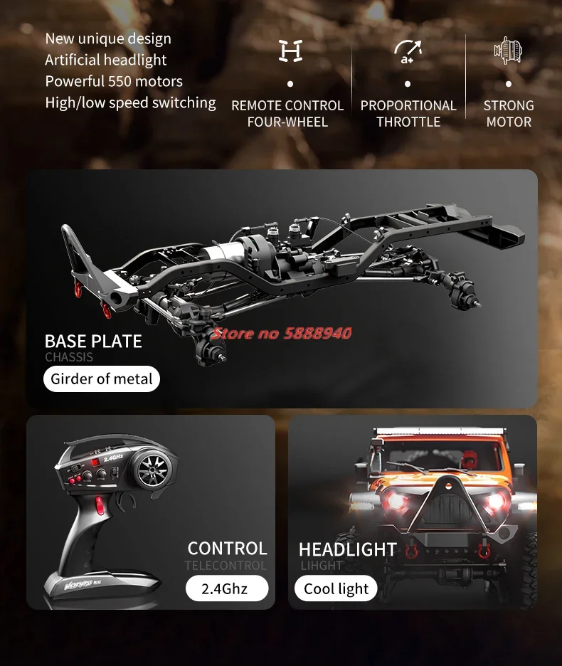 1:10 Professional 56CM Large Off Road High Speed Remote Control Truck 2.4G 1/10 Rc Climbing Car Rtr Truck RC Crawel 4WD Car Toys