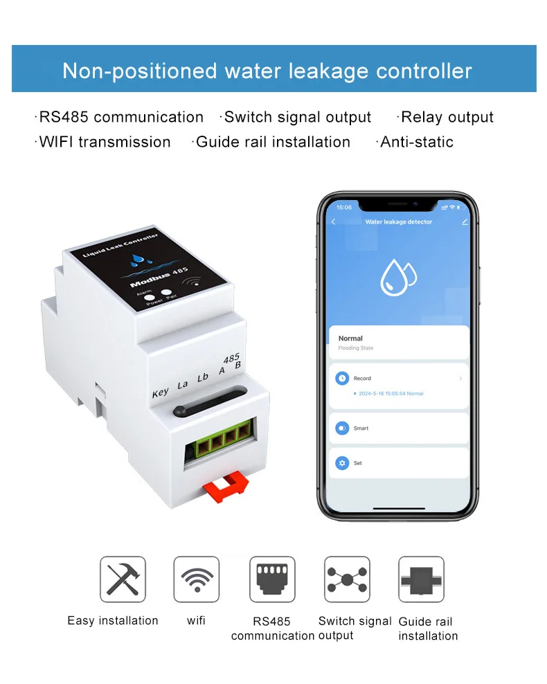 

SNT926W Non-positioning Water Leakage Air Leakage Detection Alarm Cable Water Immersion 485 Controller