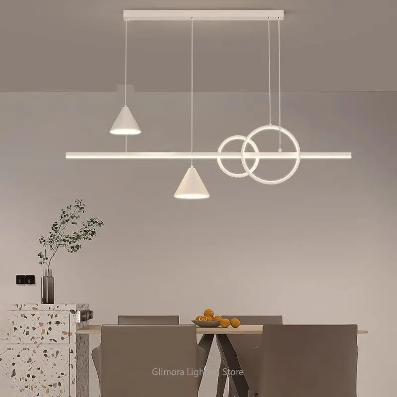 Minimalist Linear Pendant Light for Dining Table Bar, Modern Long Ceiling Lamp for Living Room Restaurant