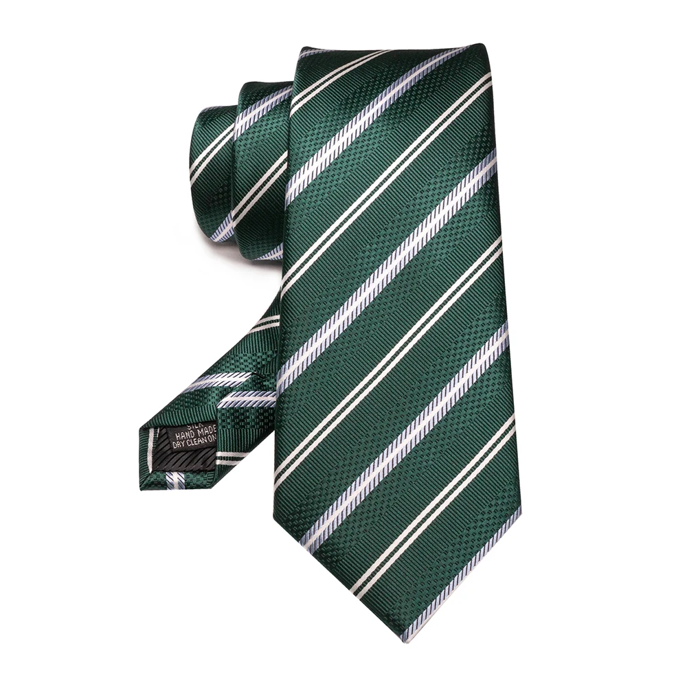 JEMYGINS, corbatas verdes para hombre, corbata a rayas, corbata de boda de seda de Cachemira para hombre, corbata, pañuelo, conjunto de gemelos, fiesta, negocios, diseñador de moda