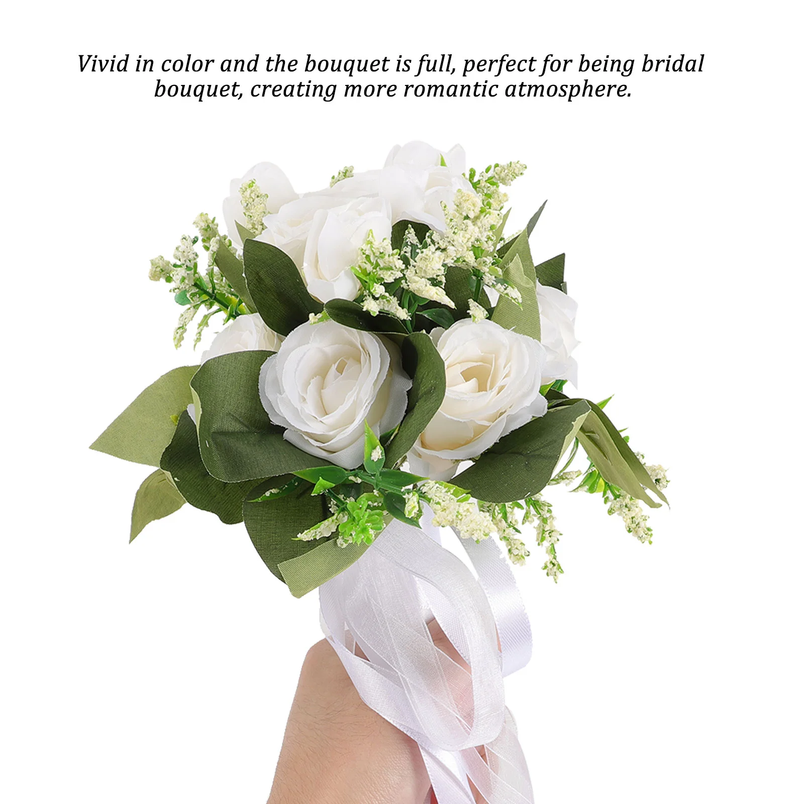 Bouquet da damigella d'onore Fiori finti da sposa Decorazioni di nozze invernali Artificiale bianco per