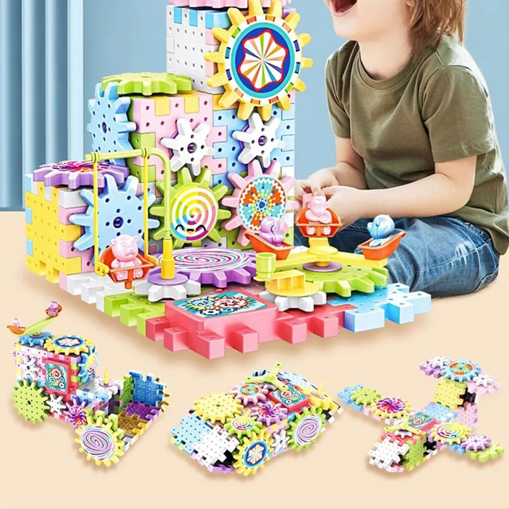 Electric DIY Spinnings Gears Building Blocks Logical Thinking Training Game Toy Gift For Children' S Day