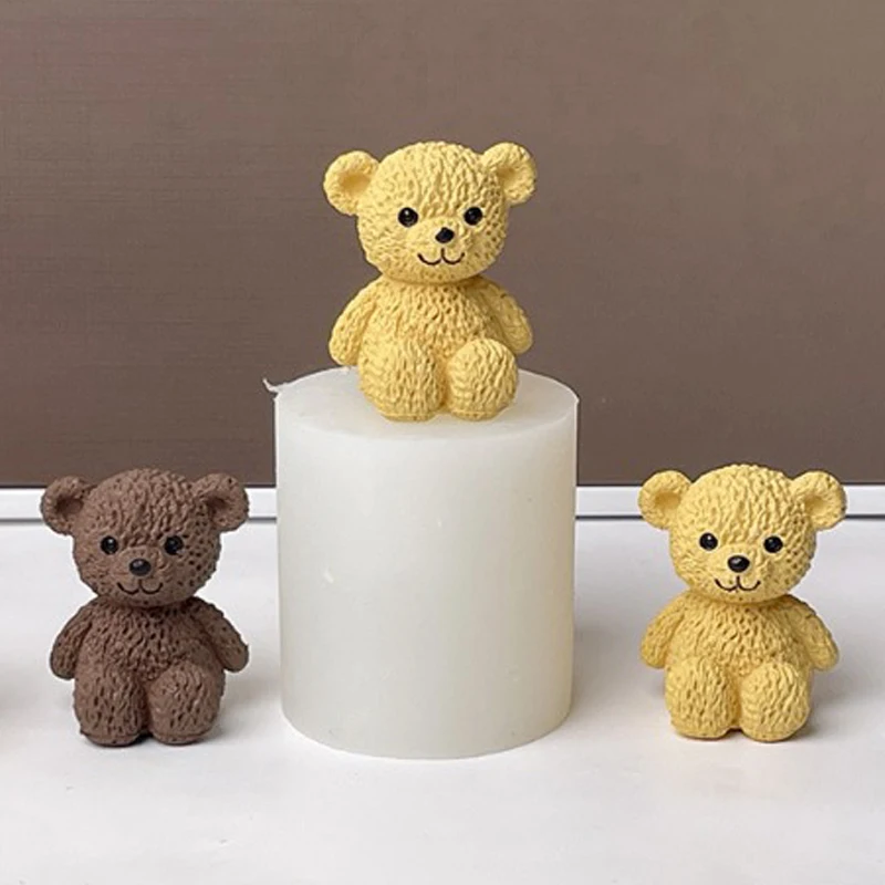Lächelnder Bär Silikon Kerzenform DIY Mini Tier Bär Handwerk Gips Harz Zementform Handgemachtes Eiswürfelherstellungszubehör