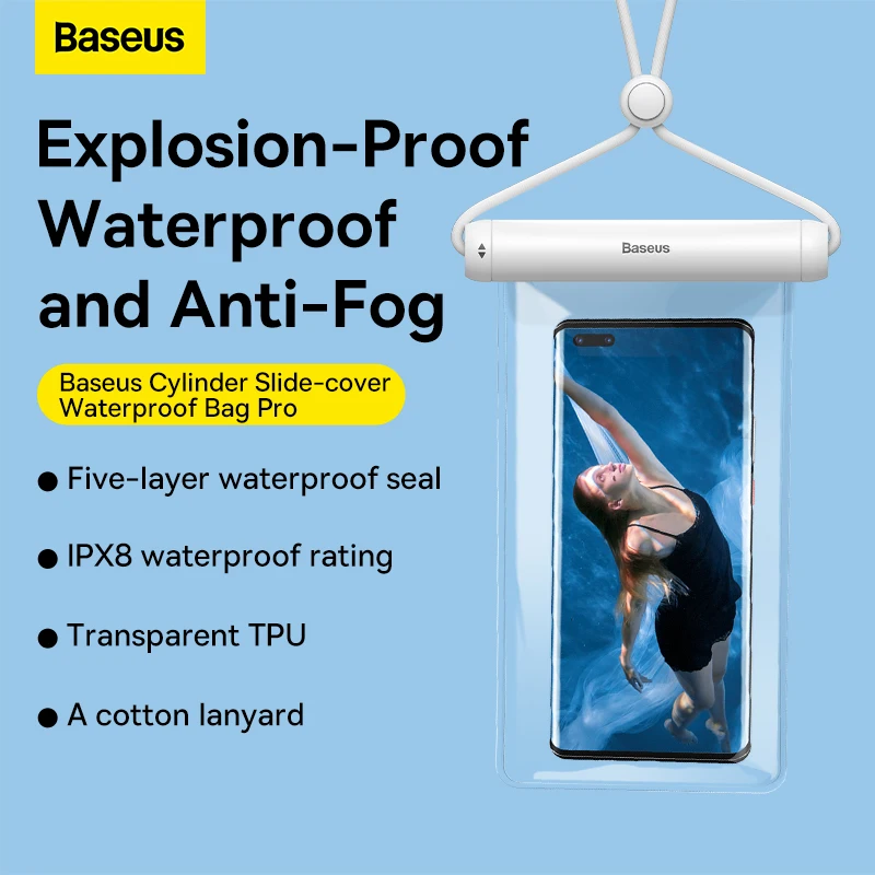 Baseus ipx8 à prova dwaterproof água caso saco do telefone para o iphone 13 12 samsung xiaomi universal natação subaquática mergulho telefone bolsa caso