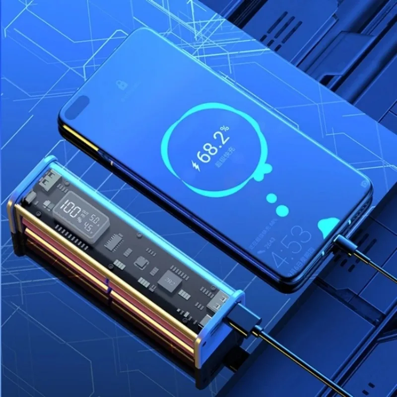 kit-de-bateria-externa-20000mah-transparente-com-carregamento-rapido-pd-100w-cinza-com-display-digital-diy-para-celulares-e-dispositivos-eletronicos