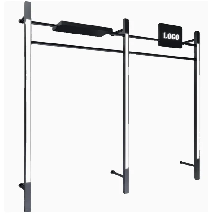 Clothing store display rack wall mounted LED wall mounted iron hanging clothes display shelf