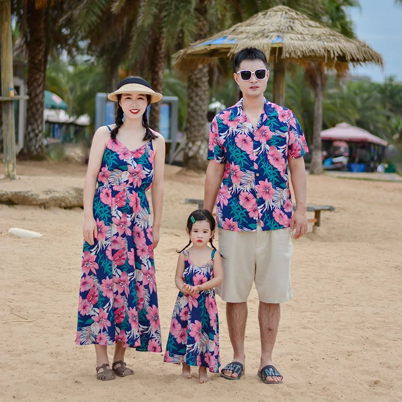 

Vacation Couple Family Matching Clothes Mother and Daughter Resort Dress Holiday Father and Son Beach Shirts Shorts Set 2 Pieces