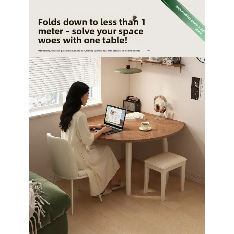 

Круглый стол для дома, небольшой квартиры, не занимает места, складной обеденный стол, средний антикварный обеденный стол, новая модель 2025 года