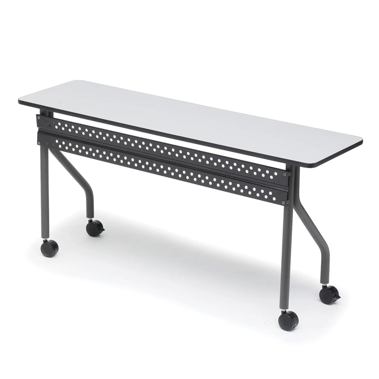 

US Officeworks Mobile Training Table with Two Locking Wheels, Gray and Charcoal, 72" L x 18" W x 29" H,Grey