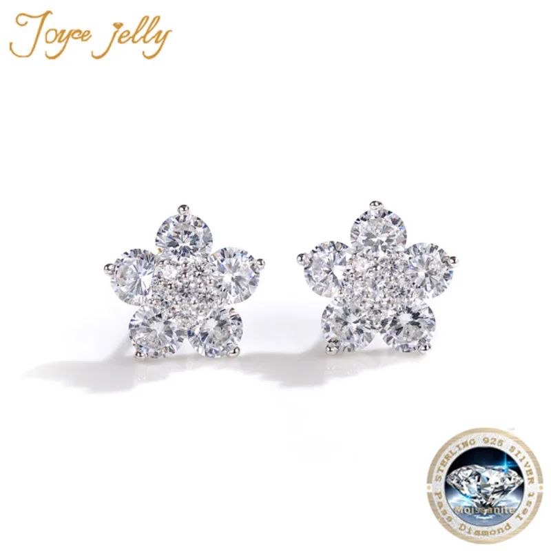 JoyceJelly 1.2ct Round 8H8A Moissanite Stud Earrings 925 Sterling Silver Earring For Party Engagement Flower Women Fine Jewelry