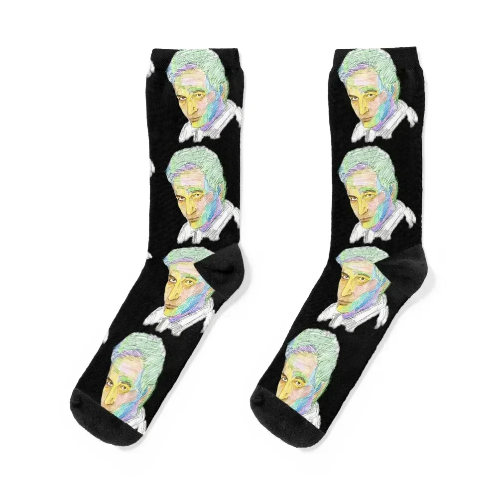 

Jacques Derrida pencil drawing Socks japanese fashion Stockings man floral Luxury Woman Socks Men's