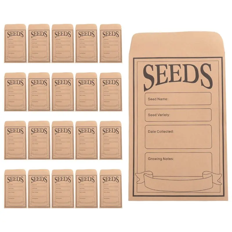 AT63-100PCS Seed Packets Envelopes: Self Sealing Kraft Small Seed Envelopes For Seed Storage Resealable Seed Saving Envelopes Du
