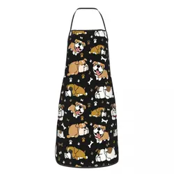 Custom Bib Cute English Bulldog Aprons for Men Women Unisex Adult Chef Cooking Kitchen British Dogs Tablier Cuisine Gardening