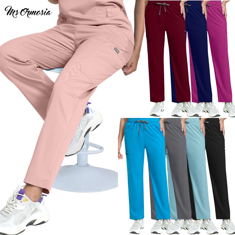 スクラブパンツ女性男性作業ズボン手術パンツユニセックス医師看護師臨床制服看護師作業ボトムス医療アクセサリー