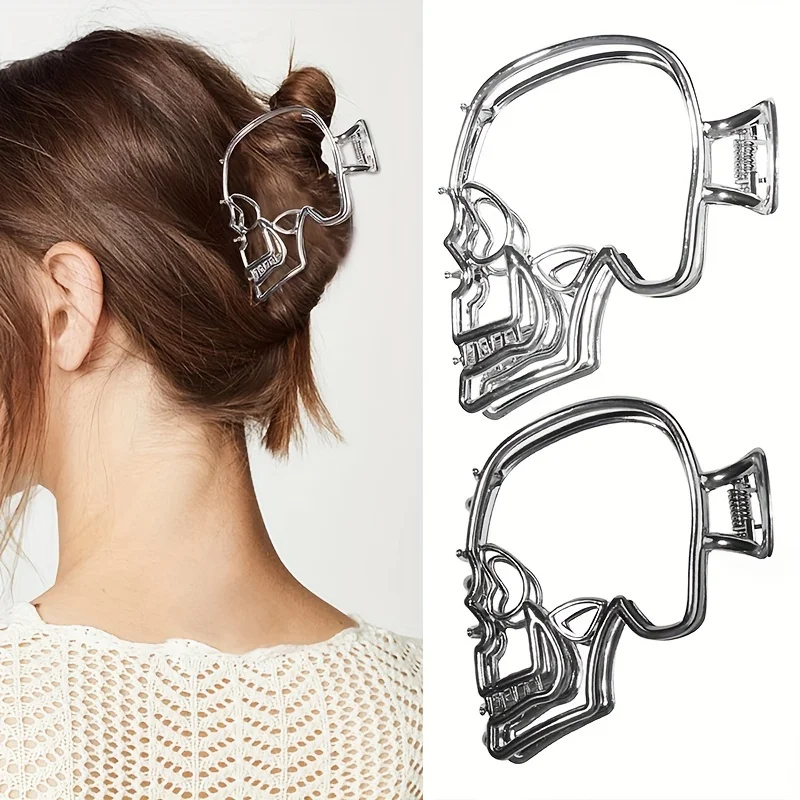 مشبك شعر جمجمة إبداعي فريد من نوعه، دبوس شعر عالي الجودة متعدد الاستخدامات، مشبك سمك القرش القذالي على طراز الشارع الشرير