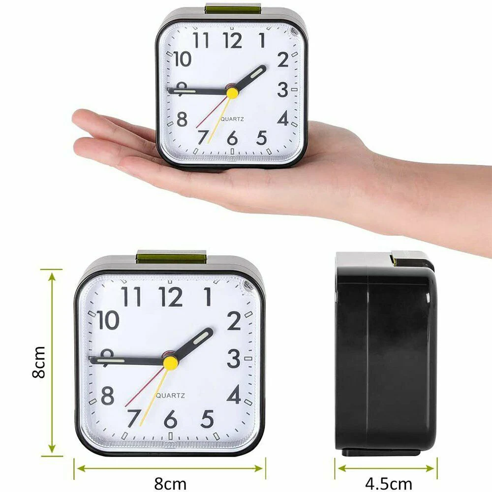 Jam Kuarsa Analog Tidak Berdetak dengan Lampu Meja Kecil Jam Alarm Bercahaya Senyap Tunda untuk Tidur Berat Kamar Tidur Kantor