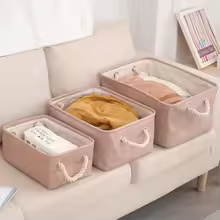 Foldable Linen Fabric Storage Baskets