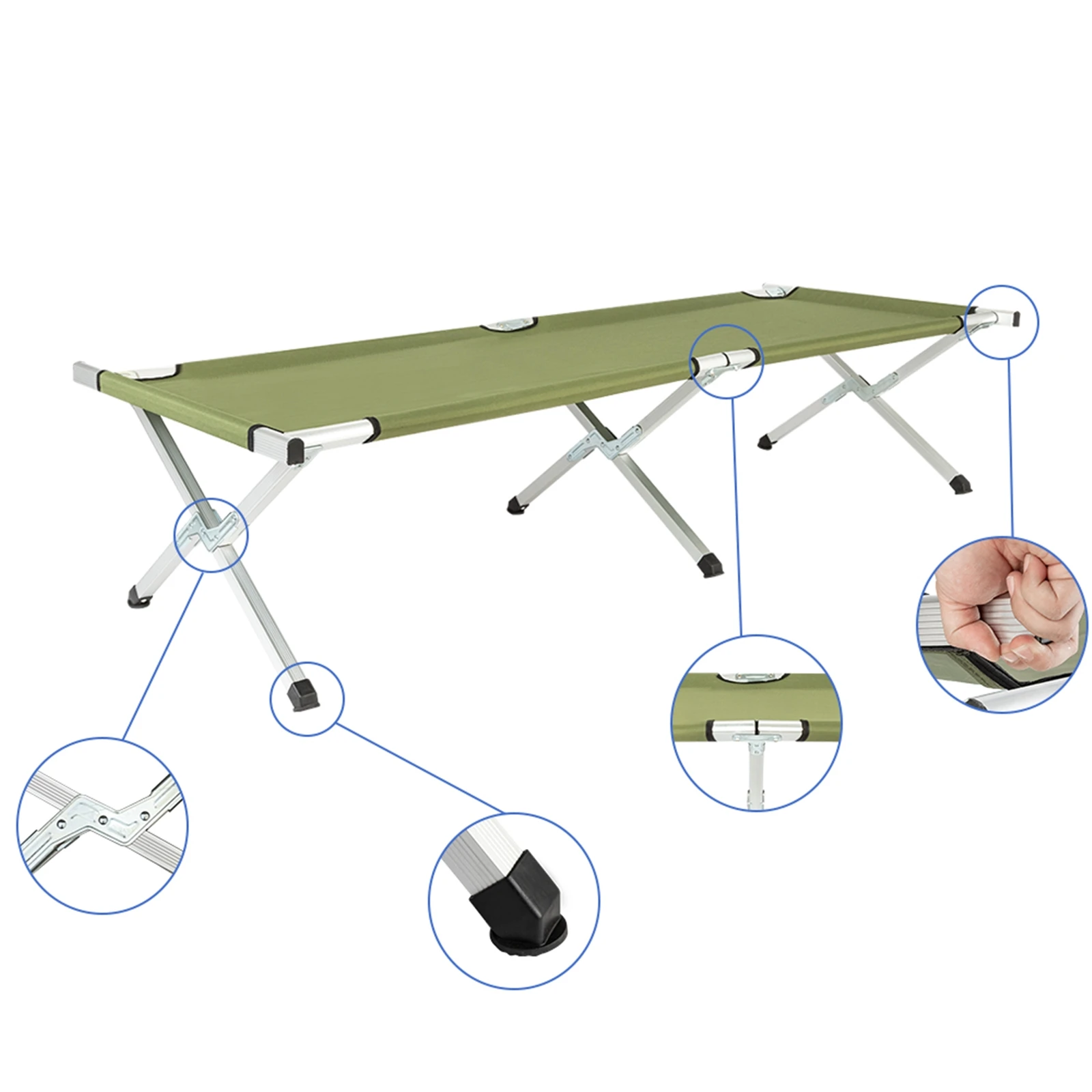 Outdoor Foldable Camping RHB-03A Portable Folding Camping Cot with Carrying Bag Army Green