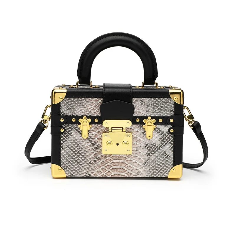 Cross‑border Hot Sale Genuine Leather Box Bag, Niche Chinese Style Embroidered Viral Shoulder Crossbody Handbag