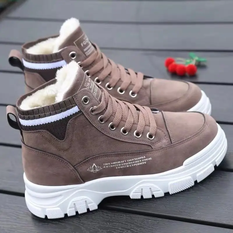 Comemore Winter Women\'s Cotton Shoes Plush Thick Warm Booties Woman 2022 Female Ankle Boots High Top Sneakers Snow Short Boot 40